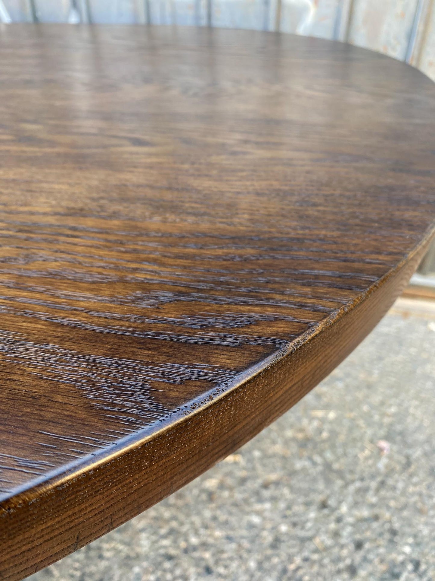 #10-32 Dos Gallos Custom Oak Oval Top Table With Tapered Base