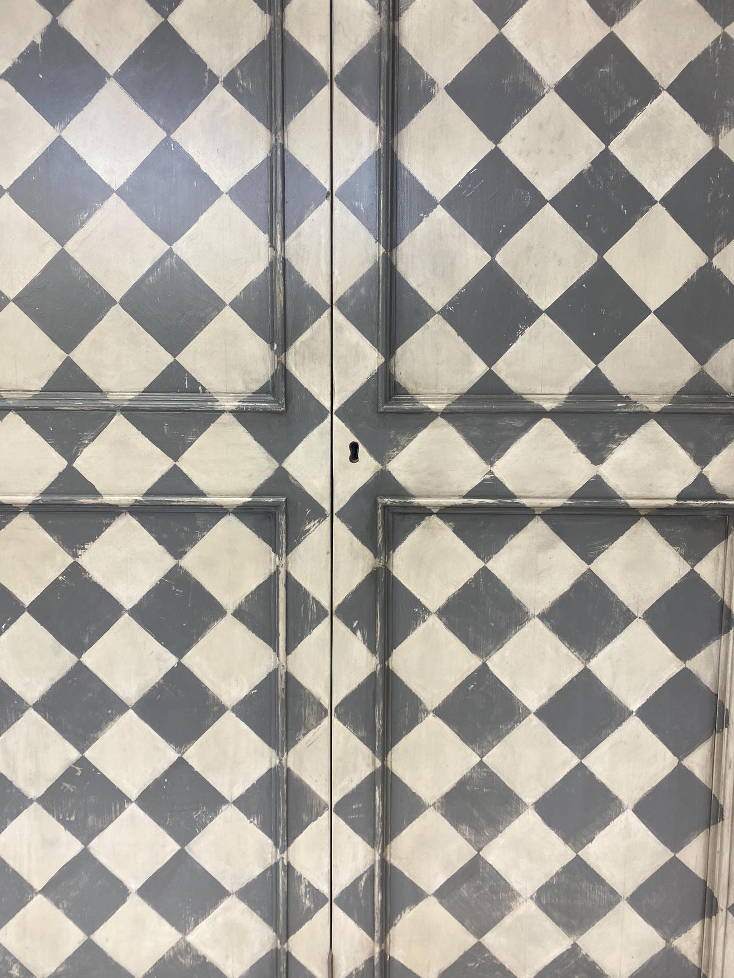 #10-806 Custom Hand Painted Checkered Cabinet by Dos Gallos Studio