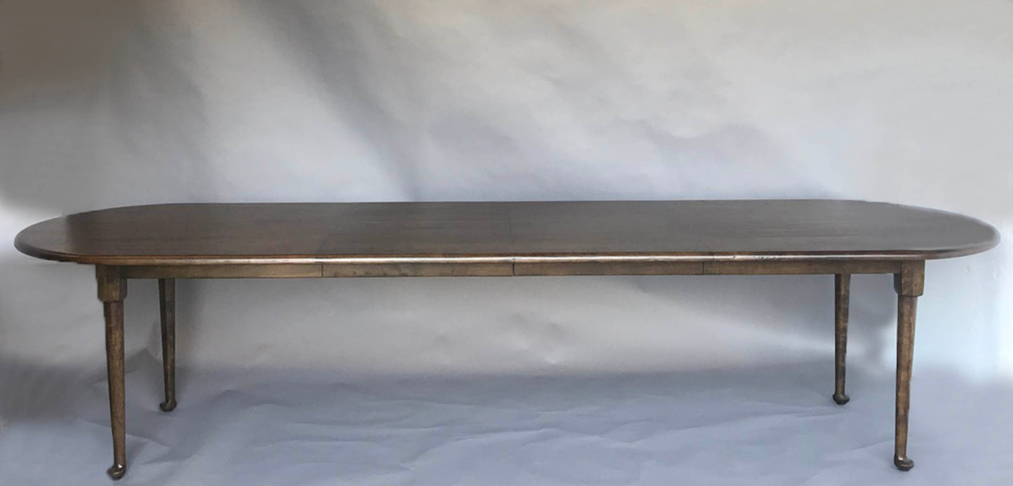 #10-27mod1 Custom Race Track Oval Queen Anne Leg Table With Leaves