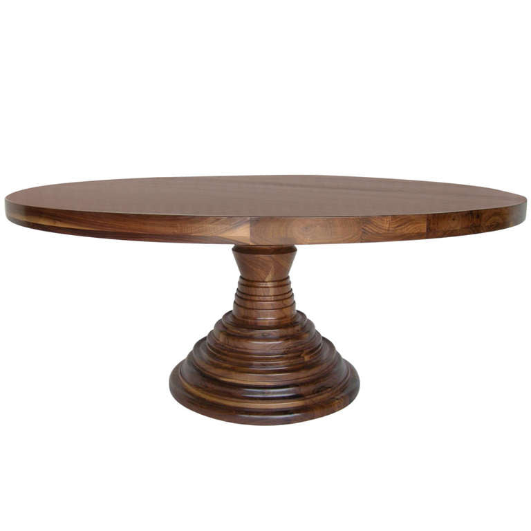 Custom Beehive Pedestal Table in Walnut