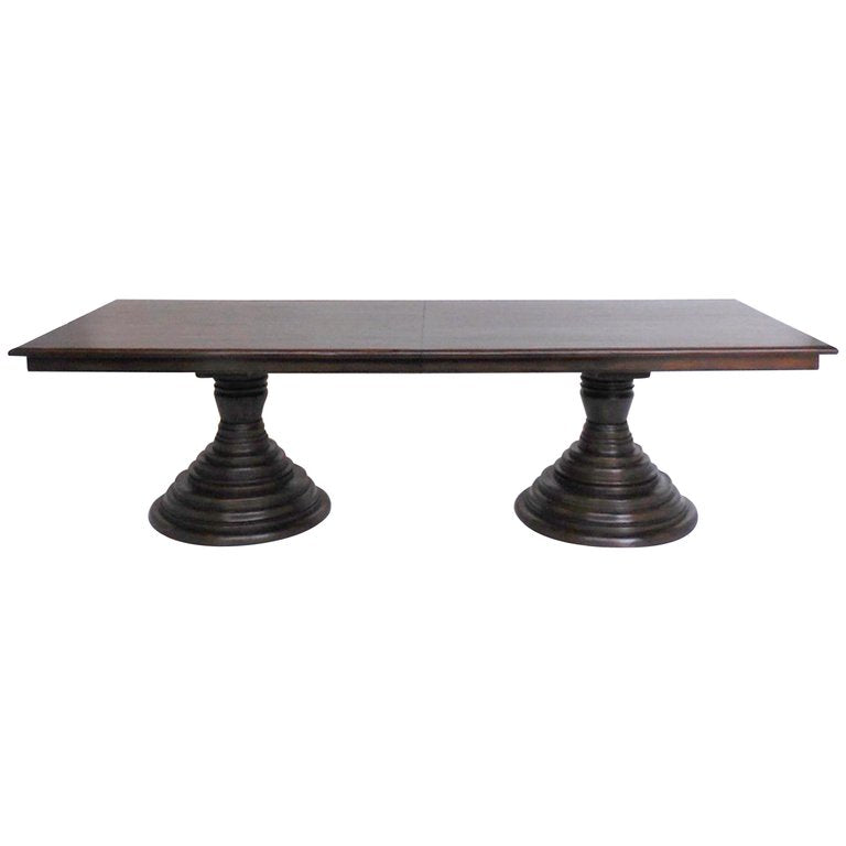 Custom table with double beehive pedestals and rectangular top