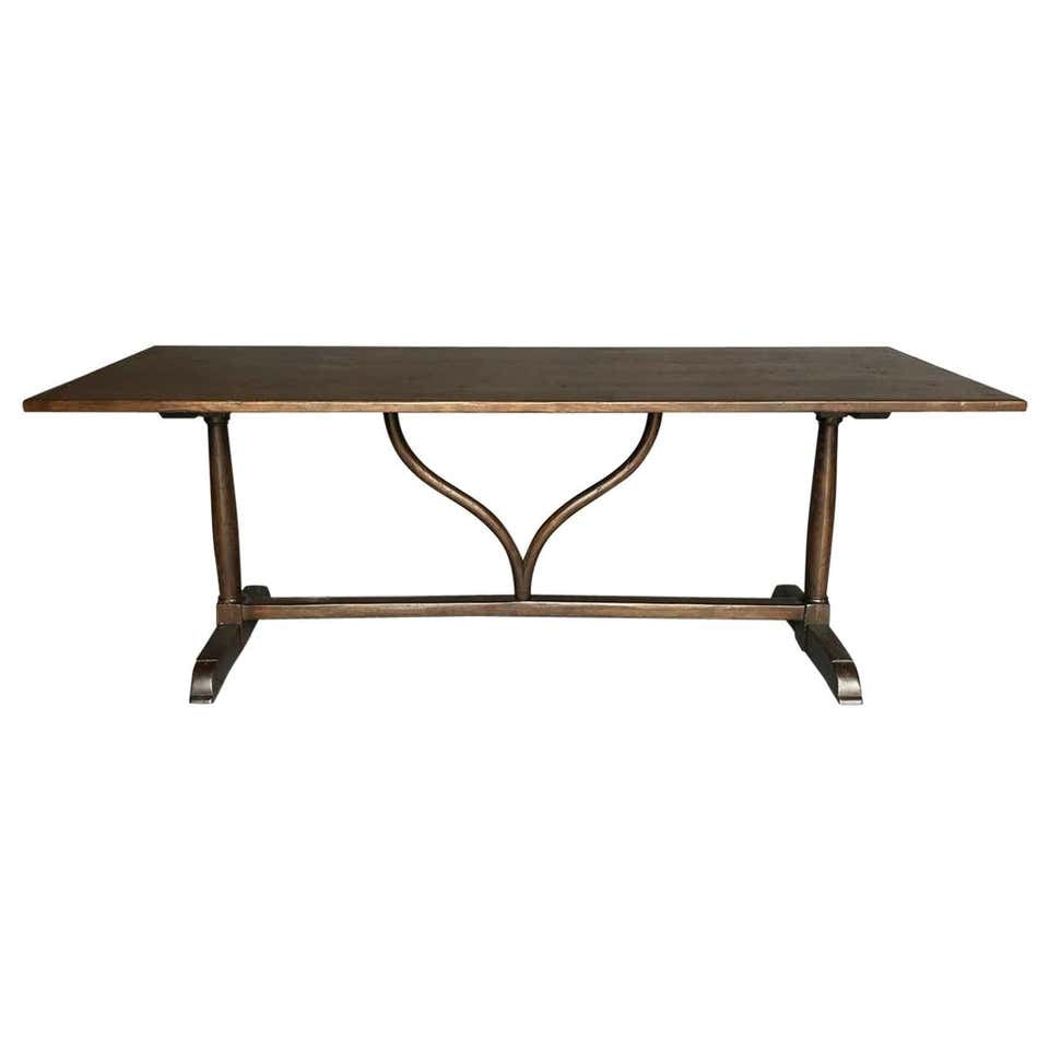 Custom Rectangular Wishbone Wine Tasting Table in Walnut by Dos Gallos