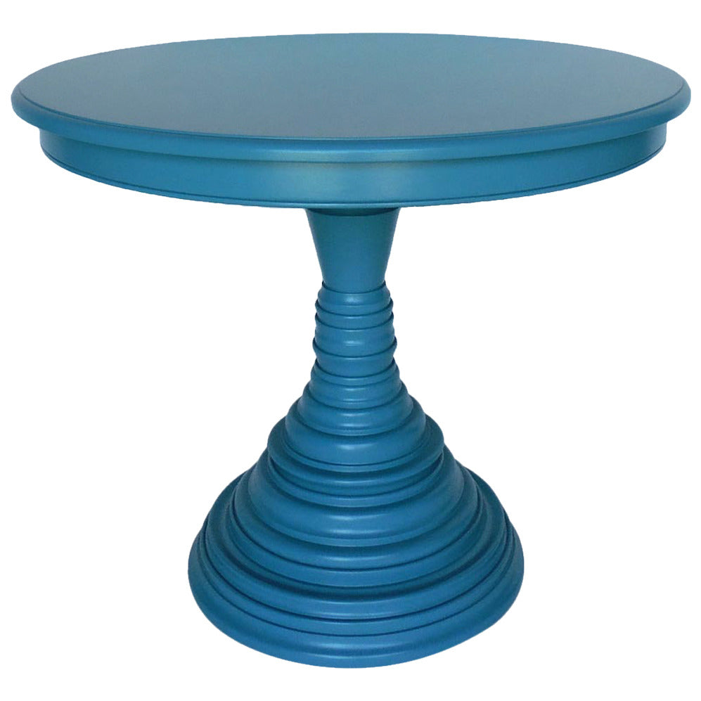 Custom beehive pedestal table in painted blue finish