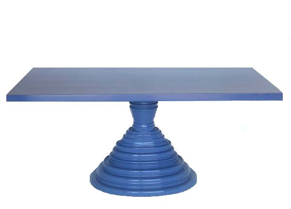 Custom Beehive Pedestal Table With Rectangular Top And Painted Finish