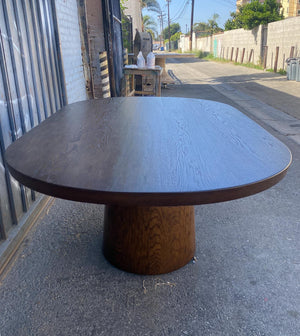 #10-32 Dos Gallos Custom Oak Oval Top Table With Tapered Base