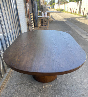 #10-32 Dos Gallos Custom Oak Oval Top Table With Tapered Base