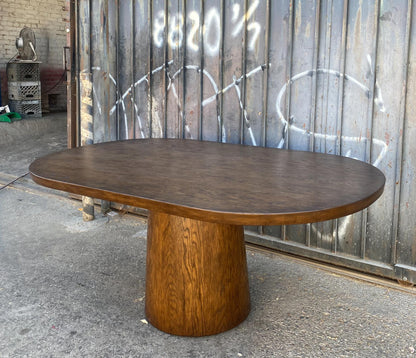 #10-32 Dos Gallos Custom Oak Oval Top Table With Tapered Base