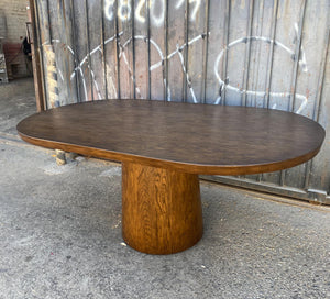 #10-32 Dos Gallos Custom Oak Oval Top Table With Tapered Base