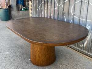 #10-32 Dos Gallos Custom Oak Oval Top Table With Tapered Base