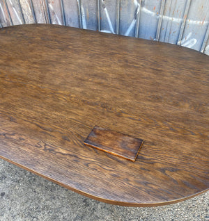 #10-32 Dos Gallos Custom Oak Oval Top Table With Tapered Base