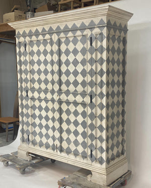 #10-806 Custom Hand Painted Checkered Cabinet by Dos Gallos Studio