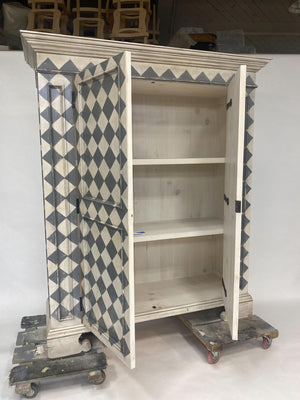 #10-806 Custom Hand Painted Checkered Cabinet by Dos Gallos Studio