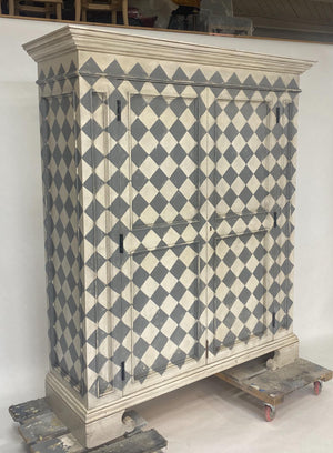 #10-806 Custom Hand Painted Checkered Cabinet by Dos Gallos Studio