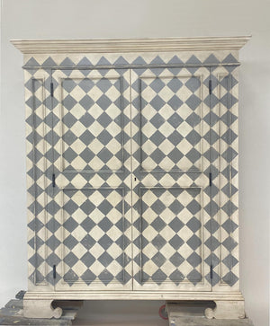 #10-806 Custom Hand Painted Checkered Cabinet by Dos Gallos Studio