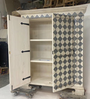 #10-806 Custom Hand Painted Checkered Cabinet by Dos Gallos Studio