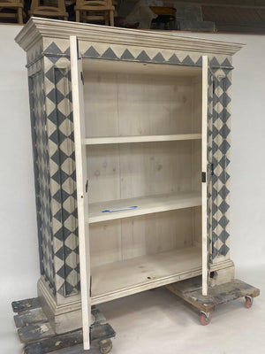 #10-806 Custom Hand Painted Checkered Cabinet by Dos Gallos Studio