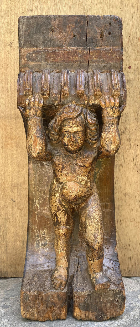#53-1 Spanish Colonial Carved Base with Putti