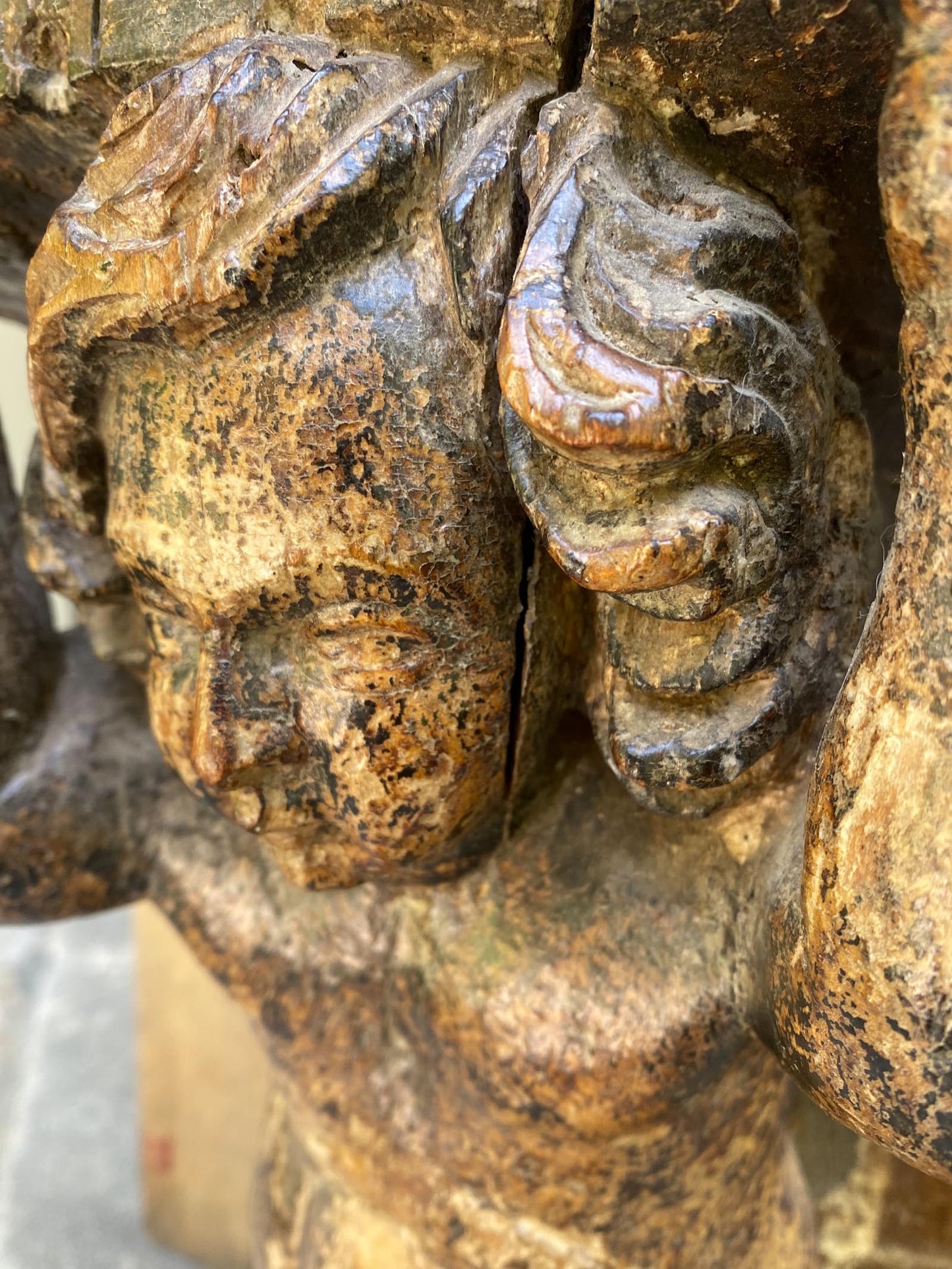 #53-1 Spanish Colonial Carved Base with Putti