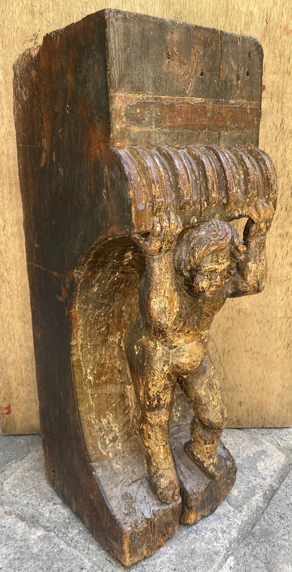 #53-1 Spanish Colonial Carved Base with Putti