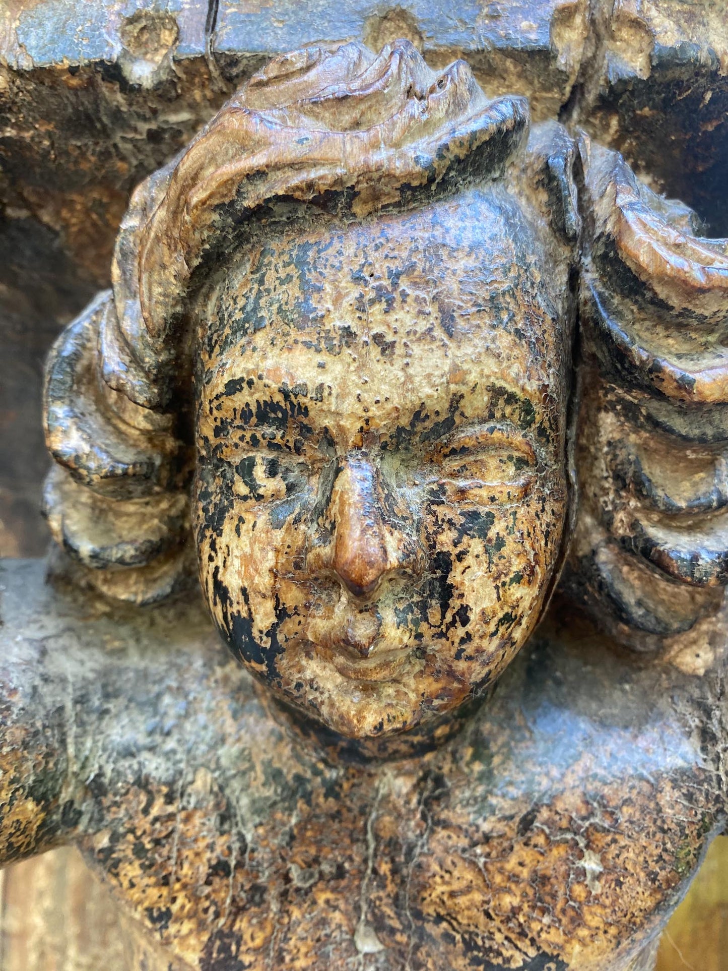 #53-1 Spanish Colonial Carved Base with Putti