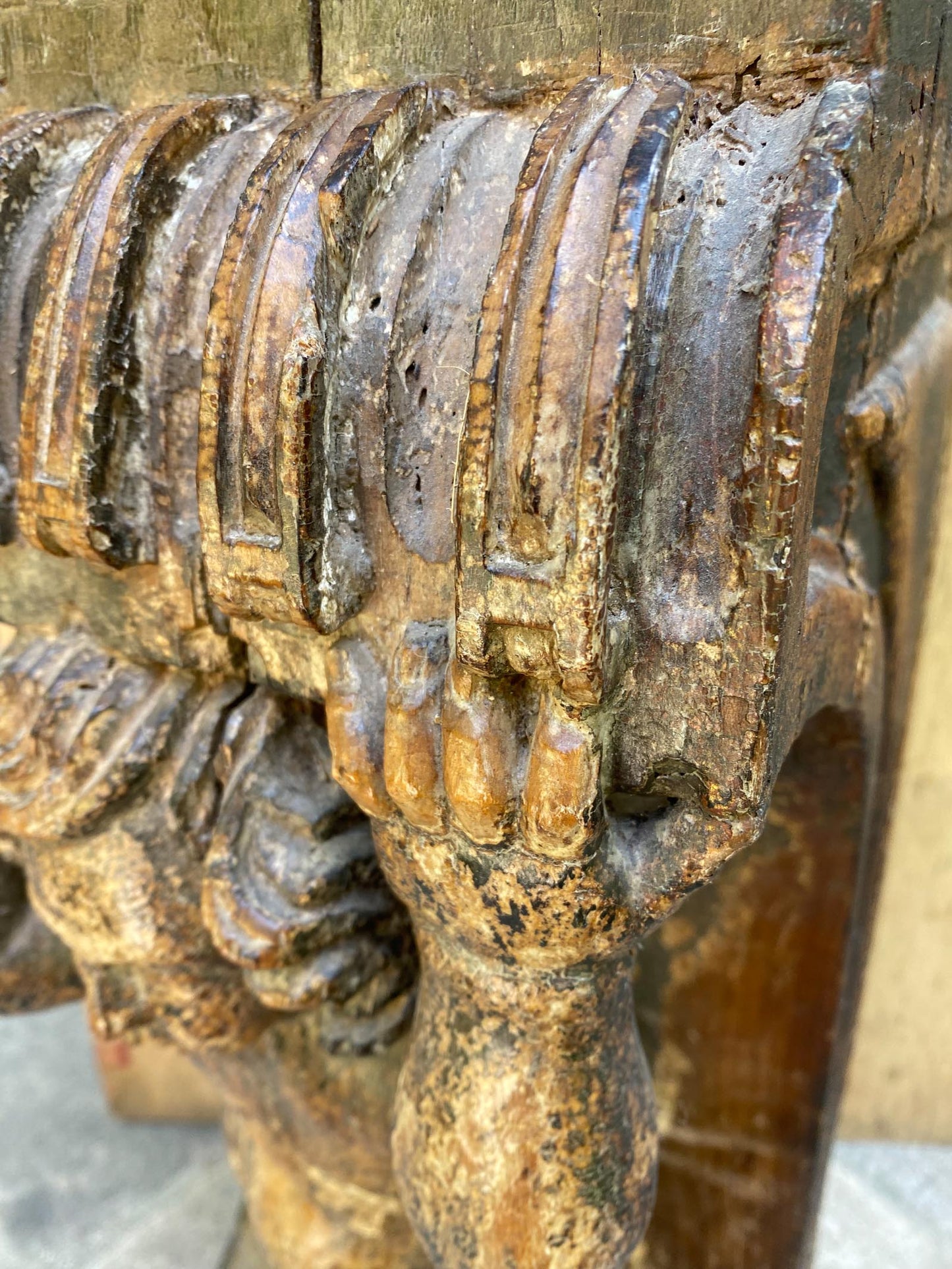#53-1 Spanish Colonial Carved Base with Putti