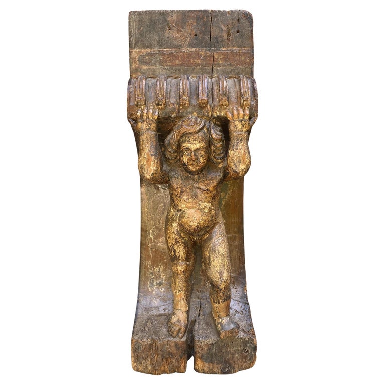 #53-1 Spanish Colonial Carved Base with Putti