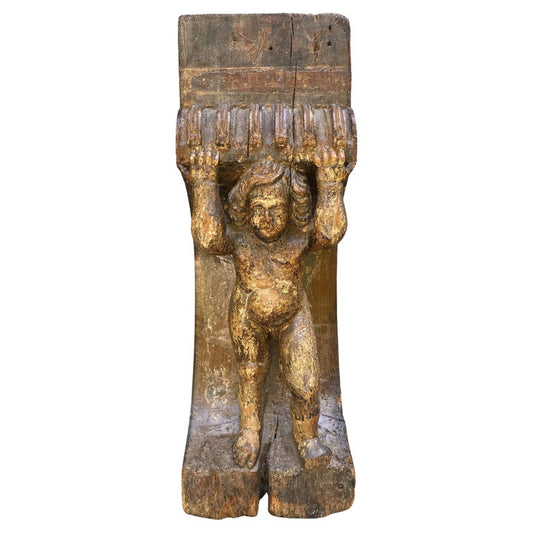#53-1 Spanish Colonial Carved Base with Putti