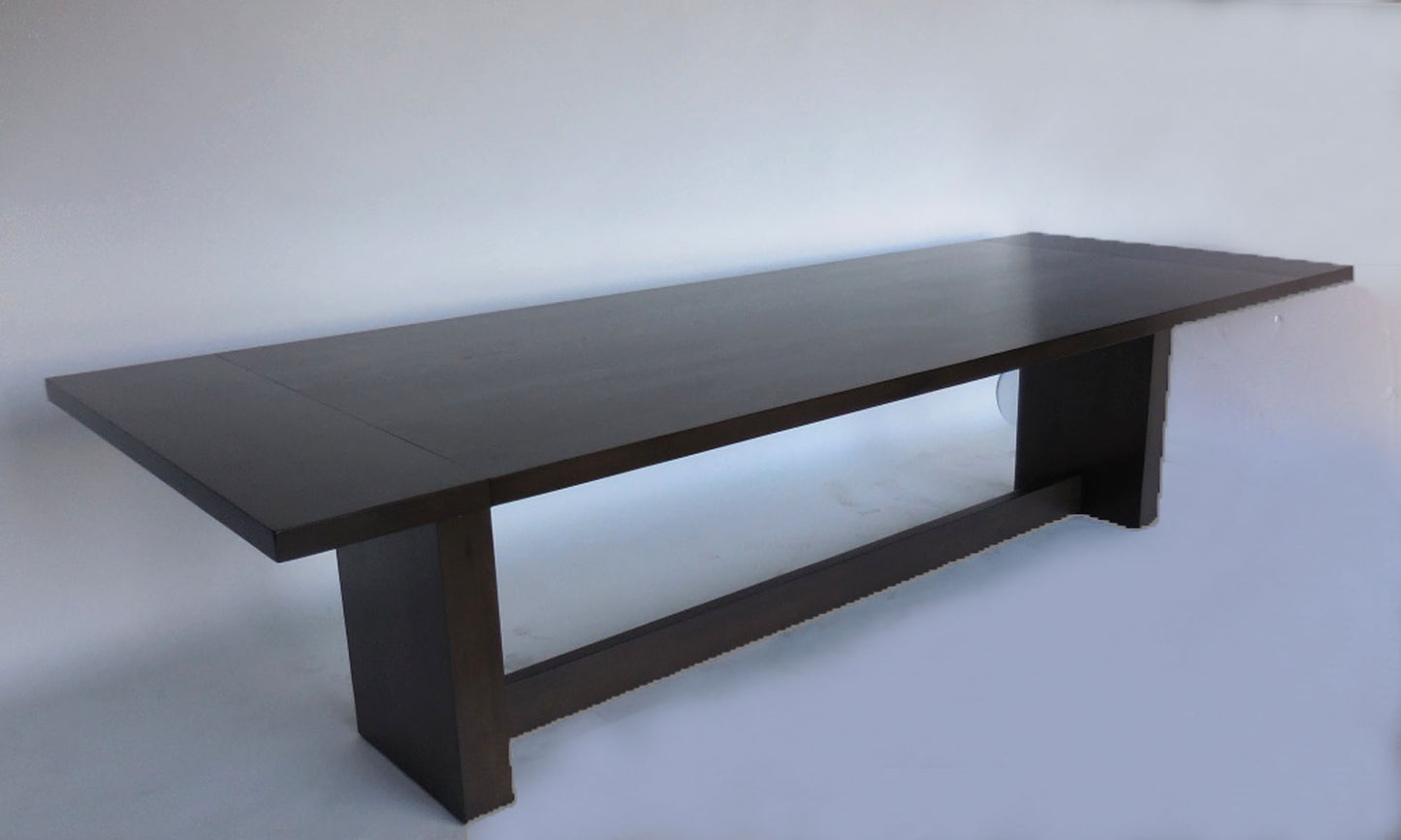#10-24mod1 Custom Modern Trestle Base Table With Leaves
