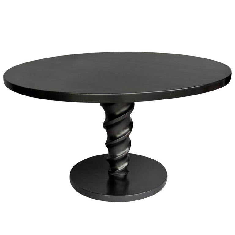 Custom Corkscrew Pedestal Table in Ebony Finish