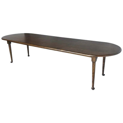 Custom Race Track Oval Queen Anne Leg Table With Leaves by Dos Gallos