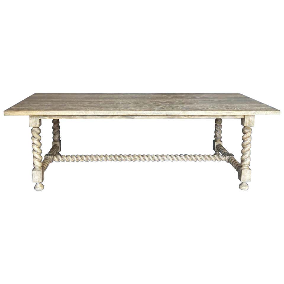 Custom Barley Twist Table in Oak, Light Finish