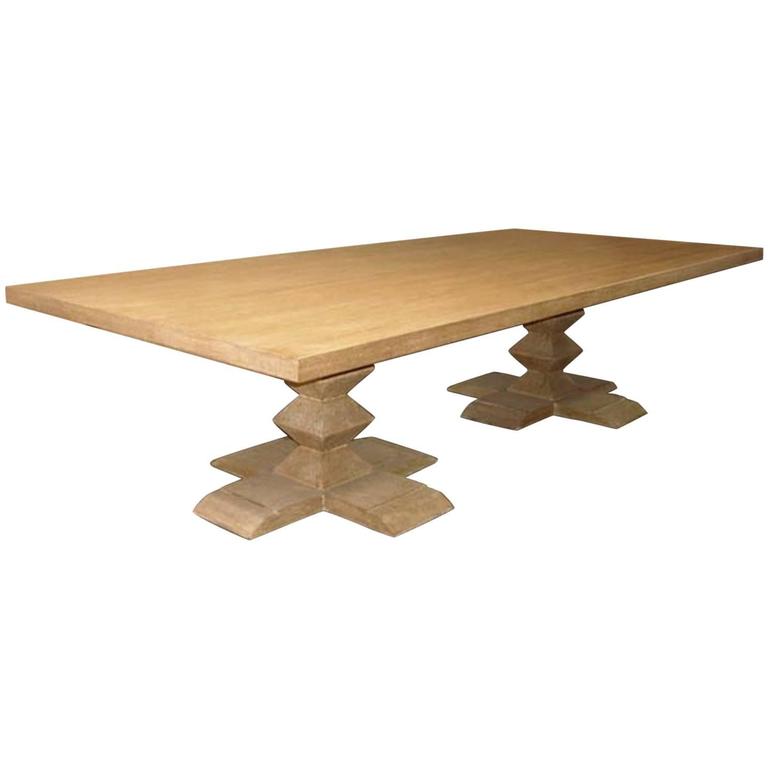 Custom Double Portuguese Pedestal Table With Rectangular Top