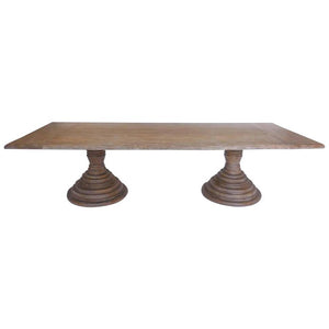 Custom rectangular double beehive base pedestal table in solid oak