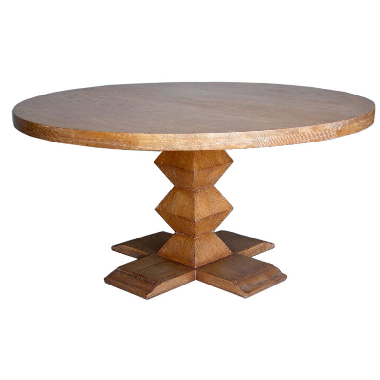 CUSTOM PORTUGUESE PEDESTAL TABLE ceruse finish